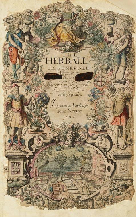 The title page of John Gerard's The Herball (London, 1597).